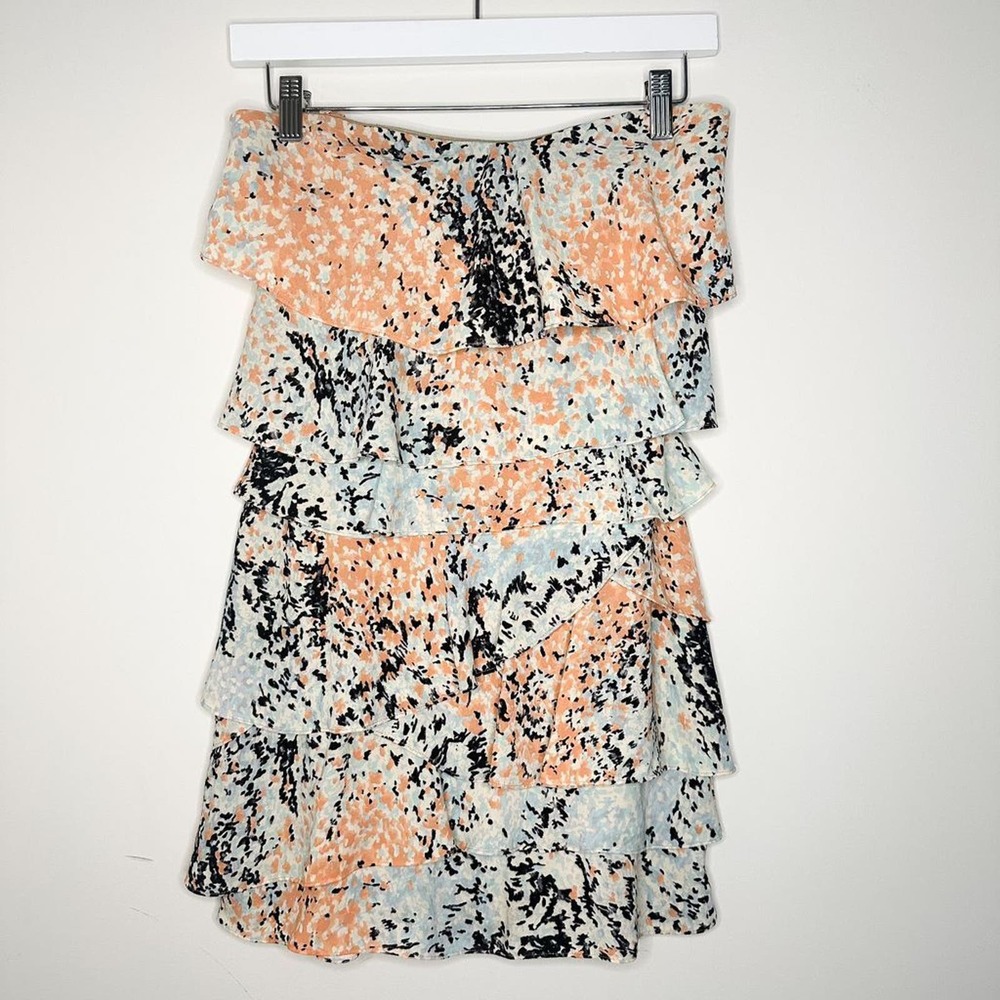 BCBGMaxAzria Layered Ruffle Mini Dress Double Lined Strapless Size 2 MSR…